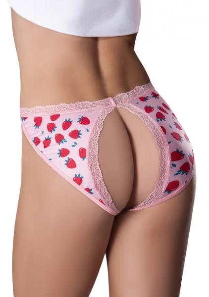 Magic Silk Sweet Treats Split Back & Crotchless Panty With Lube Strawberry Queen Size, alternate view 3