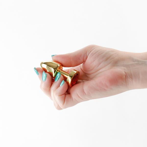 Rear Assets Petite Metal Anal Plug Gold/red