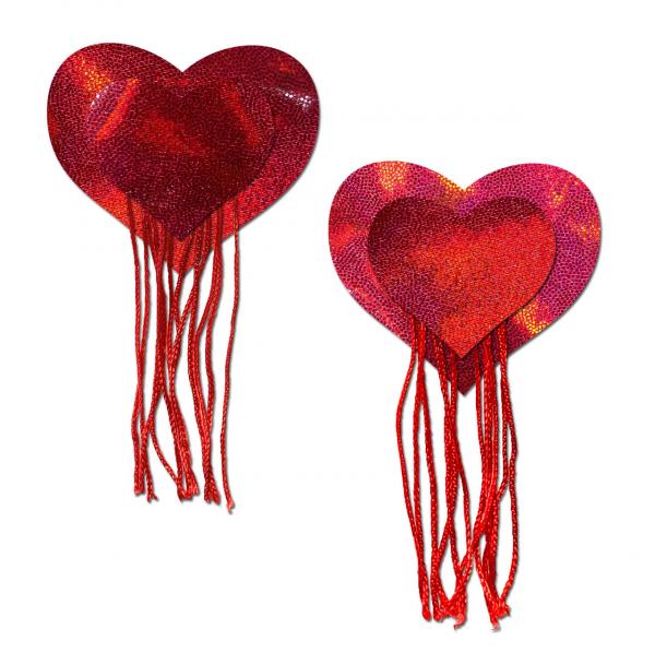Pastease Tassel Holographic Heart - Red