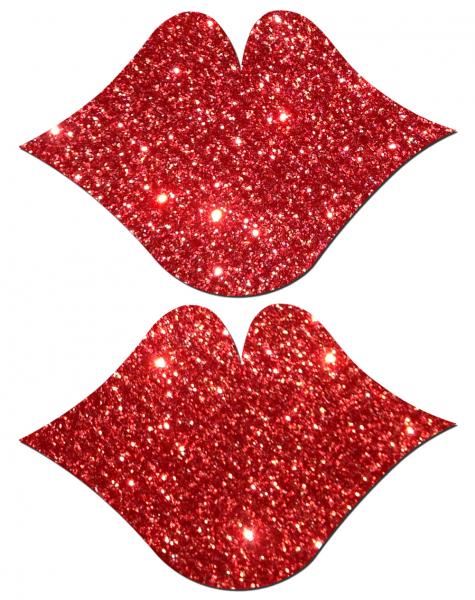 Lips Kisses Red Glitter Pasties