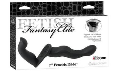  7 Inch Silicone Penetrix Dual-Ended Dildo - Black Sex Toy Product