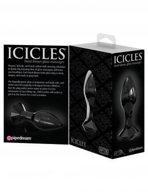 Icicles No 78 Black Glass Massager Gem End Sex Toy Product