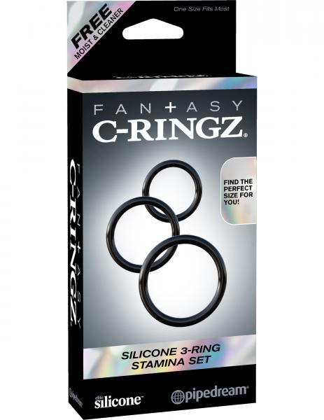 Fantasy C-Ringz Silicone 3 Ring Stamina Set Black Sex Toy Product