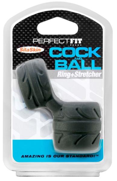 Perfect Fit Siliskin Cock Ring & Ball Stretcher Black Image 2