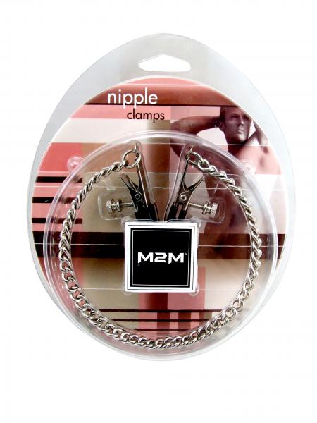 M2M Nipple Clamps Alligator Ends With Chain Chrome Image 3