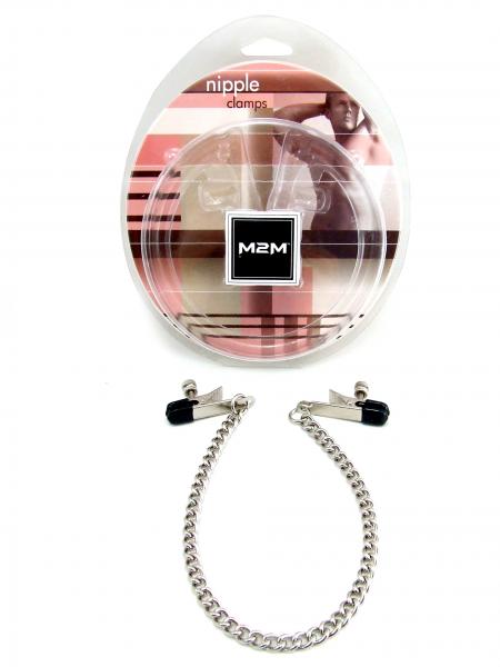 M2M Nipple Clamps Alligator Ends With Chain Chrome Image 2