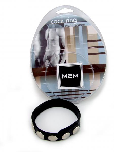 M2M Cock Ring Sewn Leather 5 Snaps Black Sex Toy Product