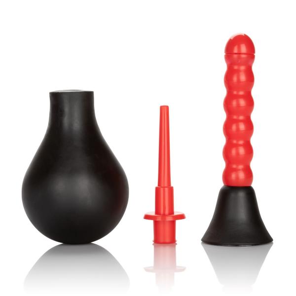 Ribbed Anal Douche Black Red Sex Toy Product