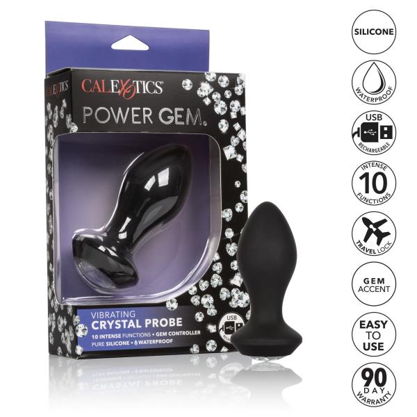 Power Gem Vibrating Petite Crystal Probe Black Sex Toy Product