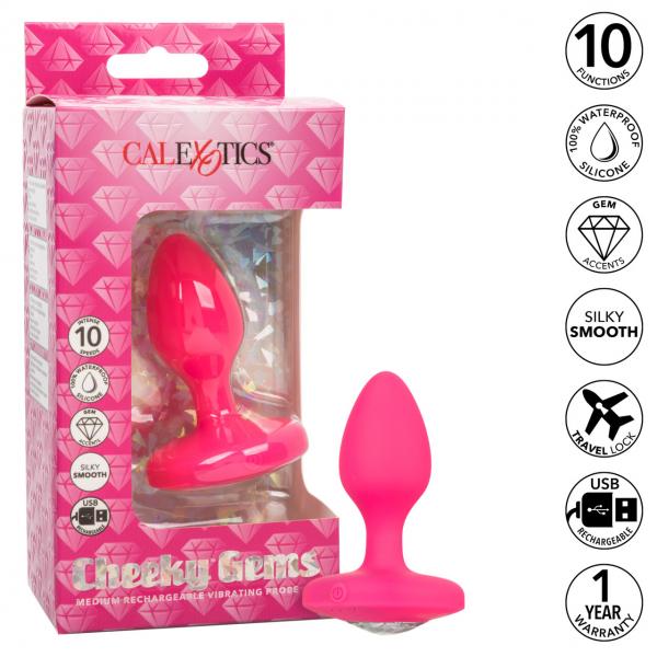 Cheeky Gems Vibrating Probe Medium Pink Sex Toy Product