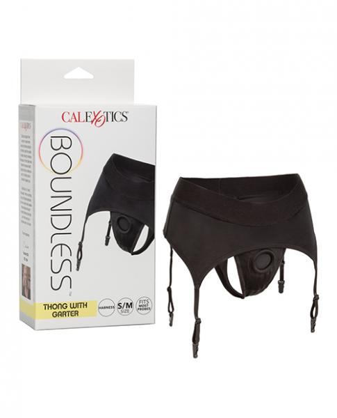 Boundless Thong W/ Garter S/m Harness Black Sex Toy Product