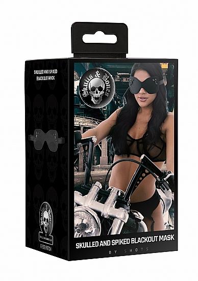 Ouch! Skulls & Bones Eye Mask Large with Skulls and Spikes Black Sex Toy Product