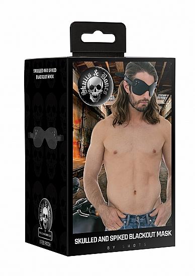 Ouch! Skulls & Bones Eye Mask Large with Skulls and Spikes Black Sex Toy Product