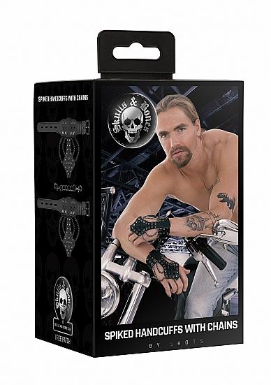 Ouch! Skulls & Bones Handcuffs With Spikes and Chains Black Sex Toy Product
