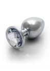 Round Gem Butt Plug Medium Silver Diamond Sex Toy Product