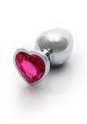 Heart Gem Butt Plug Medium Silver Rubellite Pink Sex Toy Product