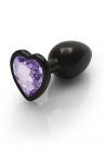 Heart Gem Butt Plug Small Gunmetal Amethyst Sex Toy Product