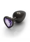 Heart Gem Butt Plug Medium Gunmetal Amethyst Sex Toy Product