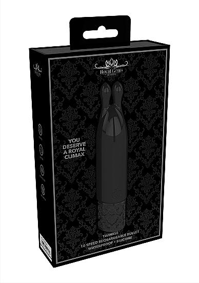 Royal Gems Twinkle Silicone Bullet Rechargeable Black Sex Toy Product