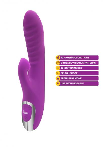 Viben Frenzy Rabbit Vibe W/ Clit Suction Berry Sex Toy Product