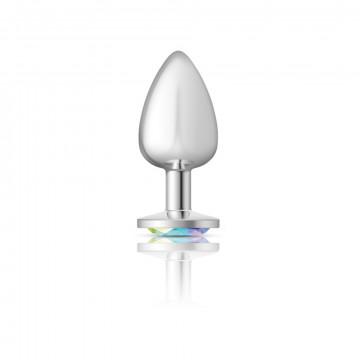 Cheeky Charms Round Clear Iridescent Large Silver Plug Sex Toy Product