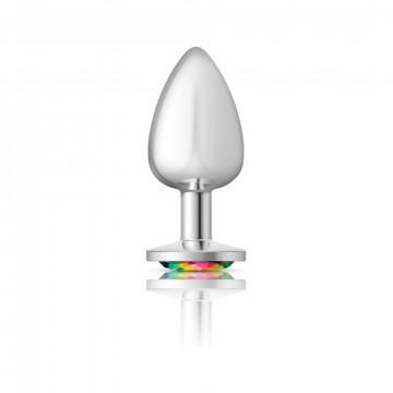 Cheeky Charms Round Rainbow Large Silver Plug Sex Toy Product