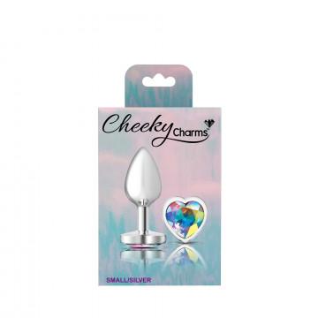 Cheeky Charms Heart Clear Iridescent Small Silver Plug Sex Toy Product