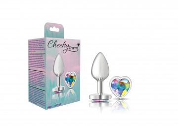 Cheeky Charms Heart Clear Iridescent Small Silver Plug Sex Toy Product