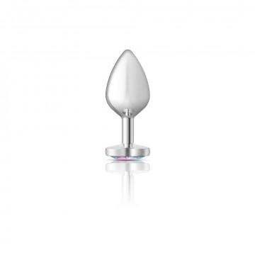 Cheeky Charms Heart Clear Iridescent Medium Silver Plug Sex Toy Product