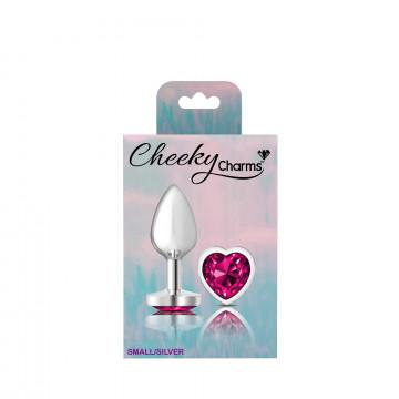 Cheeky Charms Heart Bright Pink Small Silver Plug Sex Toy Product