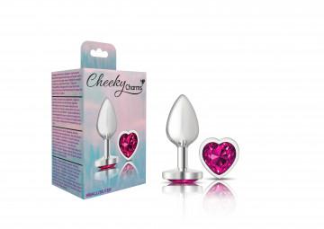 Cheeky Charms Heart Bright Pink Small Silver Plug Sex Toy Product