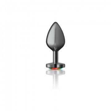 Cheeky Charms Heart Rainbow Medium Gunmetal Butt Plug Sex Toy Product