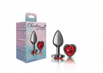 Cheeky Charms Heart Deep Red Small Gunmetal Butt Plug Sex Toy Product