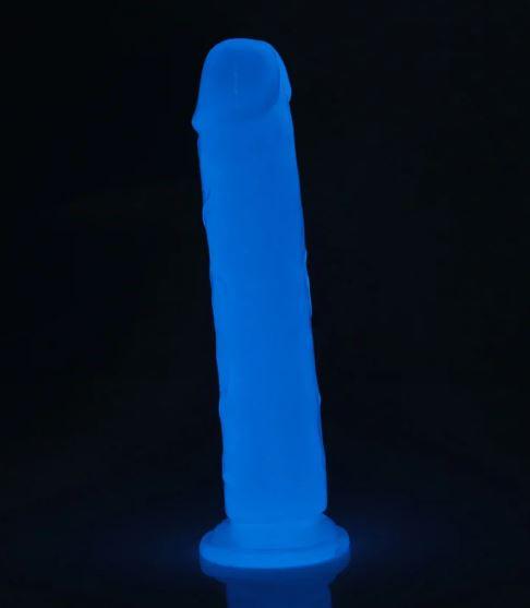 Get Lucky 8.5" Glow In The Dark Periwinkle Peen Dildo