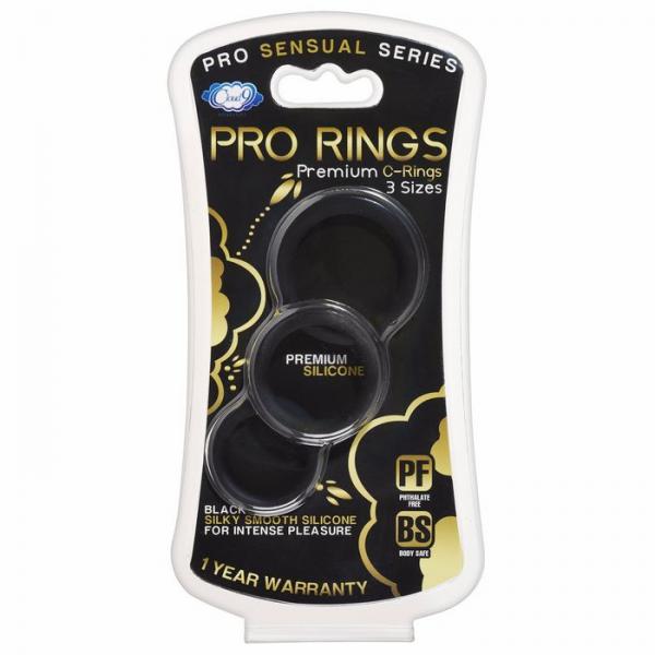 Cloud 9 Pro Sensual Silicone Cock Ring 3 Pack Black Sex Toy Product