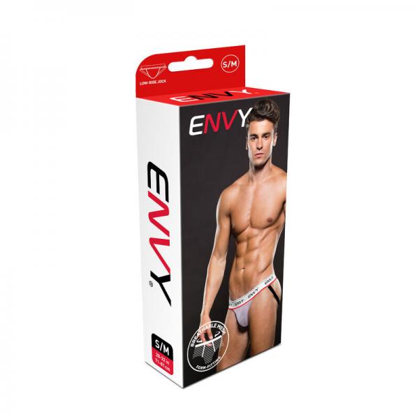 Envy Logo Elastic Lowrise Mesh Jock White S/m Sex Toy Product