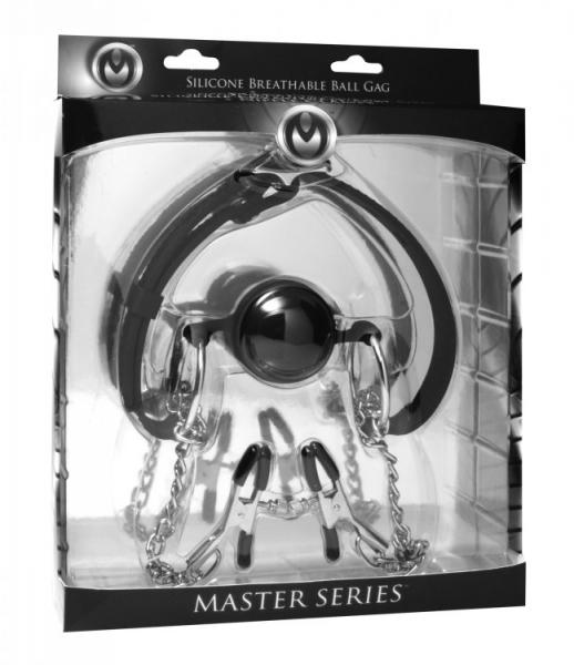 Hinder Breathable Silicone Ball Gag With Nipple Clamps	 Sex Toy Product