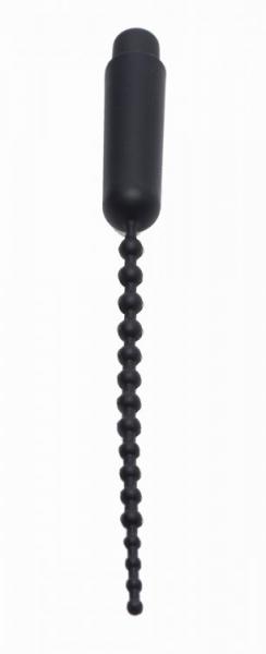 Dark Rod Vibrating Beaded Silicone Sound Black Sex Toy Product