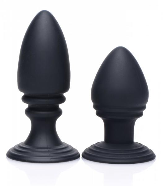 Duplex Silicone Anal Plug Set Black Sex Toy Product