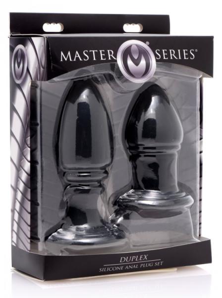 Duplex Silicone Anal Plug Set Black Sex Toy Product