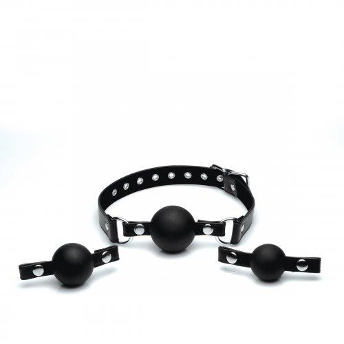 Strict Interchangeable Silicone Ball Gag Set Black Sex Toy Product