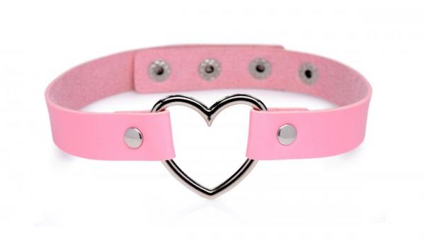 Master Series Dark Heart Chrome Heart Pink Choker Sex Toy Product