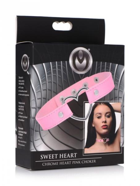 Master Series Dark Heart Chrome Heart Pink Choker Sex Toy Product