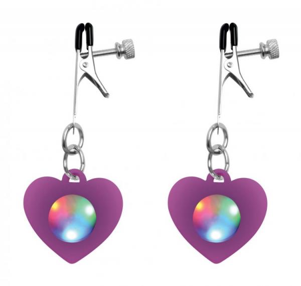 Charmed Light Up Heart Nipple Clamps Sex Toy Product