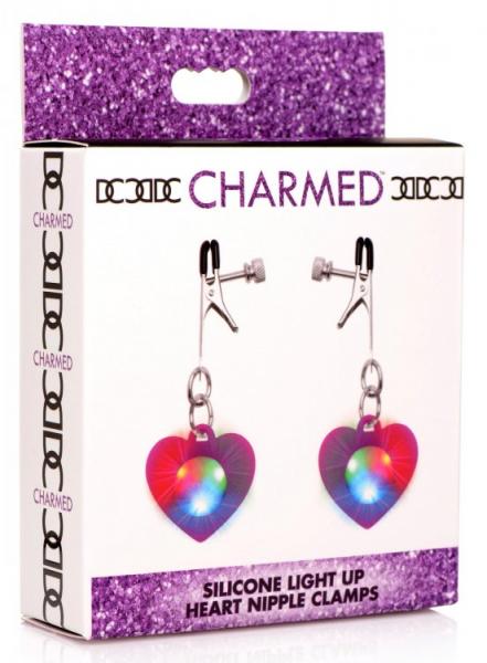 Charmed Light Up Heart Nipple Clamps Sex Toy Product