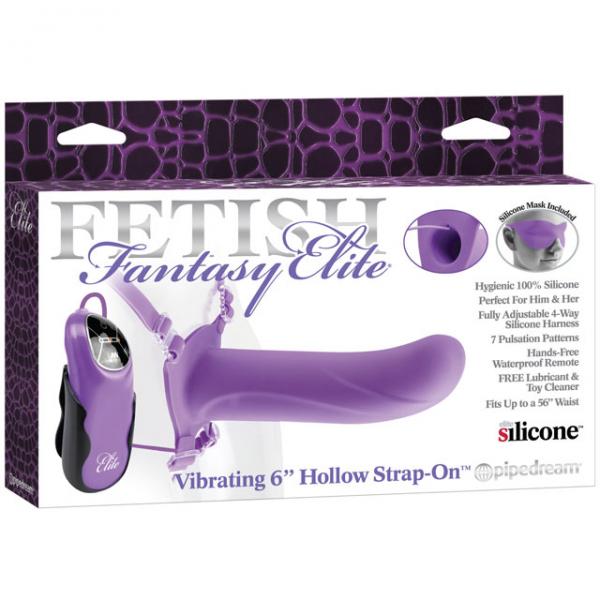 Fetish Fantasy Elite 6 inches Vibrating Hollow Strap On Purple Sex Toy Product