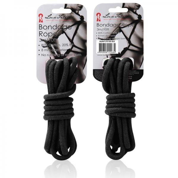 Lux Fetish Bondage Rope Black 10ft Sex Toy Product