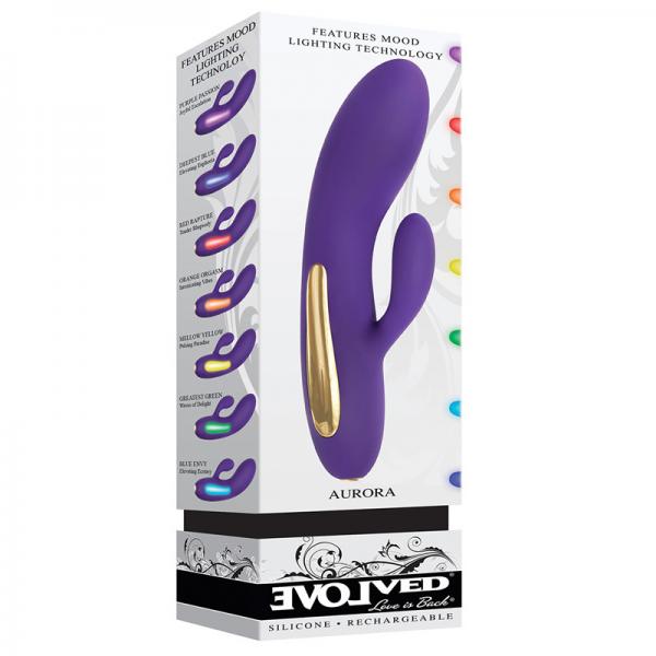 Evolved Aurora With Led Lights Dual Motors 7 Speeds And Functions Waterproof Usb Rechargeable
