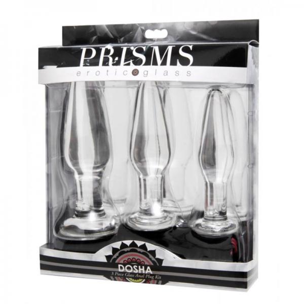 Prism Dosha 3 Piece Glass Anal Plug Kit Sex Toy Product