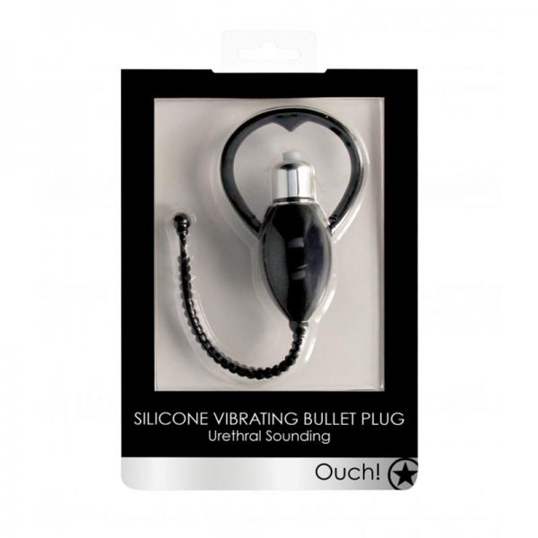 Ouch! Urethral Sounding Vibrating Bullet Plug Black Sex Toy Product